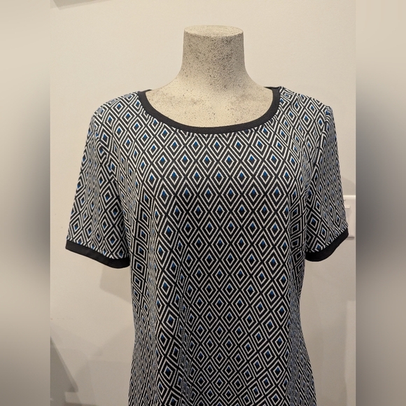 Long Tall Sally Shift Dress Short Sleeve Diamond Jacquard US 14 - Picture 5 of 17